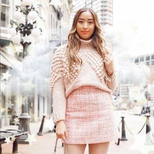 Tweed Mini Skirt in Pink